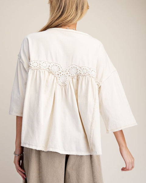 SHORT SLEEVE EMBROIDERED TOP - Salty Lime Boutique