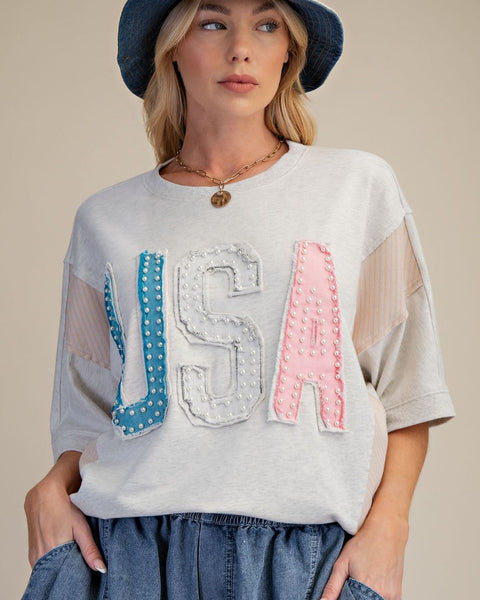 USA Patch Washed Terry Top - Salty Lime Boutique