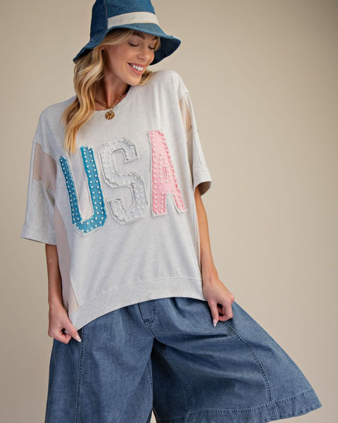 USA Patch Washed Terry Top
