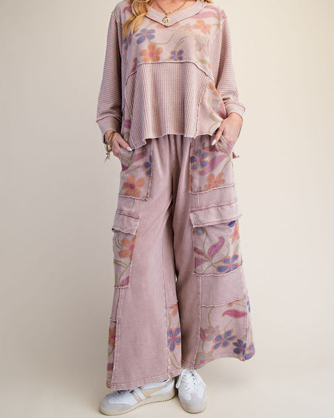 Print Mix Washed Thermal Top- Mauve - Salty Lime Boutique