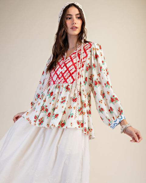 3/4 SLEEVE MIX N MATCH PRINTED TOP BY EASEL - Salty Lime Boutique