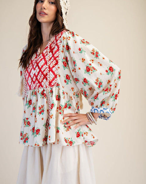 3/4 SLEEVE MIX N MATCH PRINTED TOP BY EASEL - Salty Lime Boutique