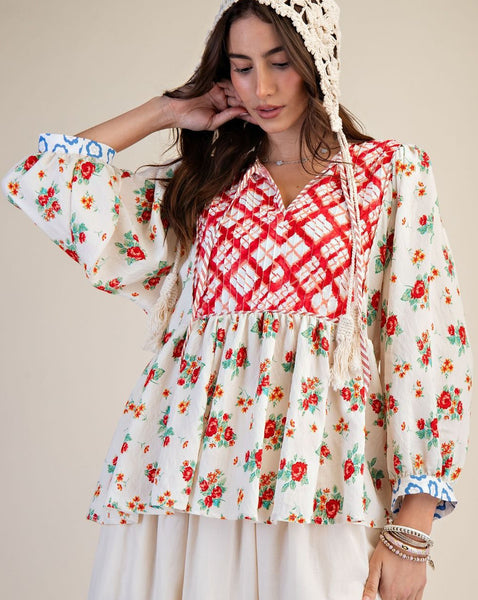 3/4 SLEEVE MIX N MATCH PRINTED TOP BY EASEL - Salty Lime Boutique