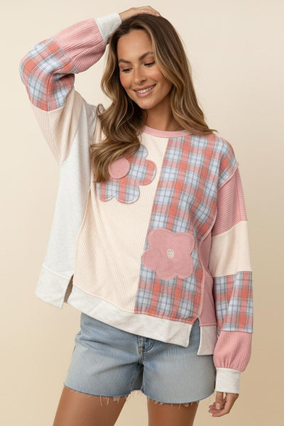 MARLEY PLAID KNIT PULLOVER - IVORY