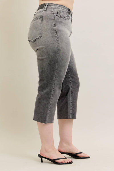 Judy Blue High Waist Wide Leg Crop - Vintage Grey - Salty Lime Boutique