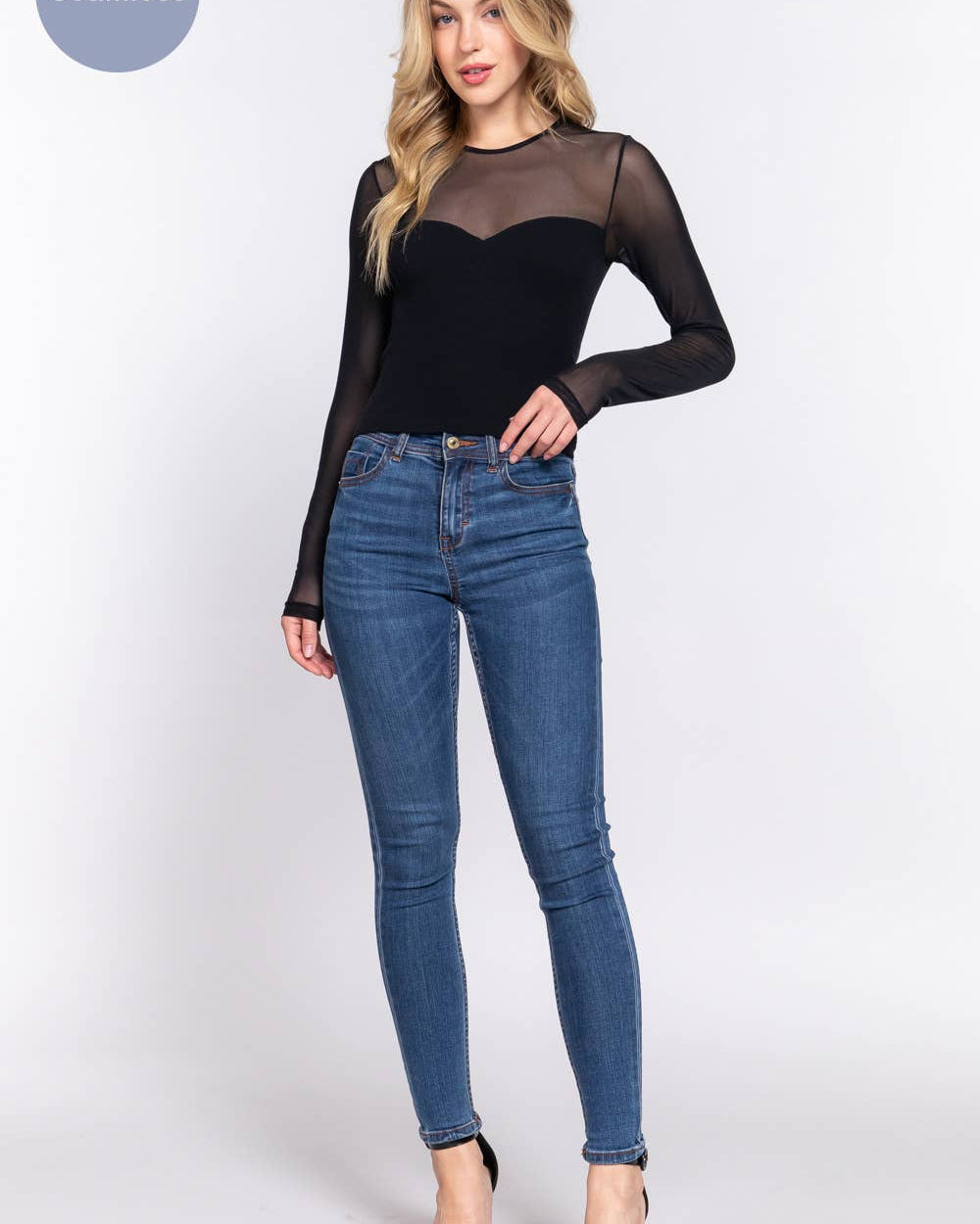 SEAMLESS MESH COMBINATION TOP -  2 COLOS