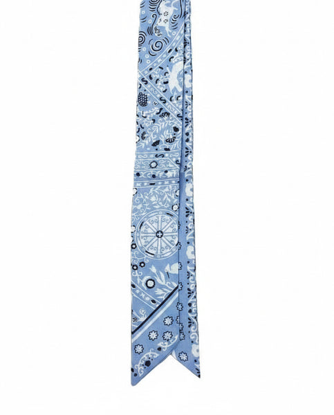 WLLS304 Bandana Skinny Scarf: Light Blue - Salty Lime Boutique