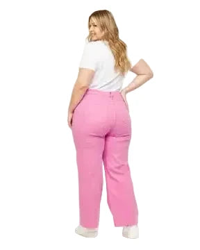 High Rise Wide Leg Ankle Jean by Mica Denim - Pink