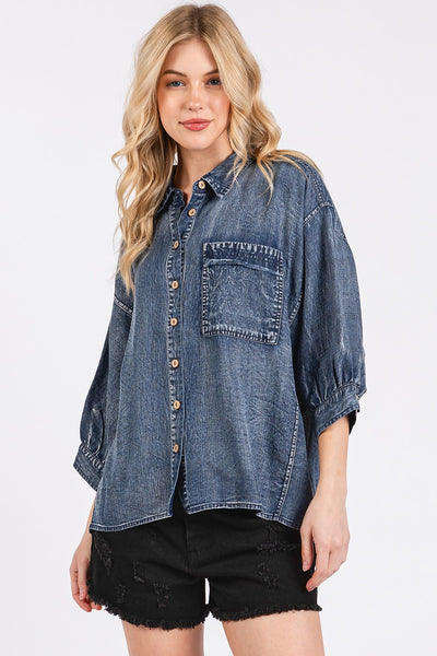 SHARLA DENIM TOP  - DENIM