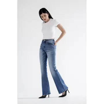 High-rise Relaxed Flare By Mica - Med Wash - Salty Lime Boutique