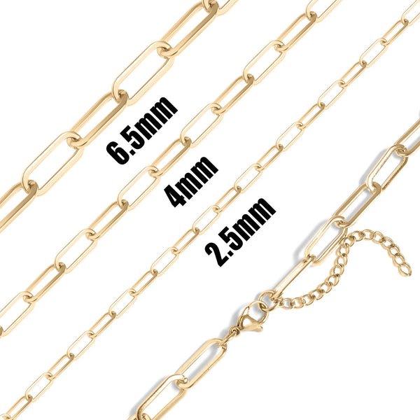 18K GOLD PLATED PAPERCLIP CHAIN NECKLACE