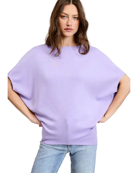 Claudia Short Sleeve Dolman Top - Lavender