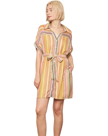The Boardwalk Striped Shirt Dress - Salty Lime Boutique