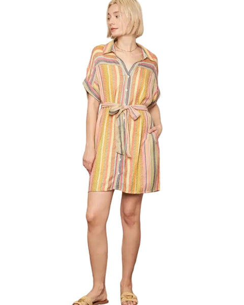 The Boardwalk Striped Shirt Dress - Salty Lime Boutique