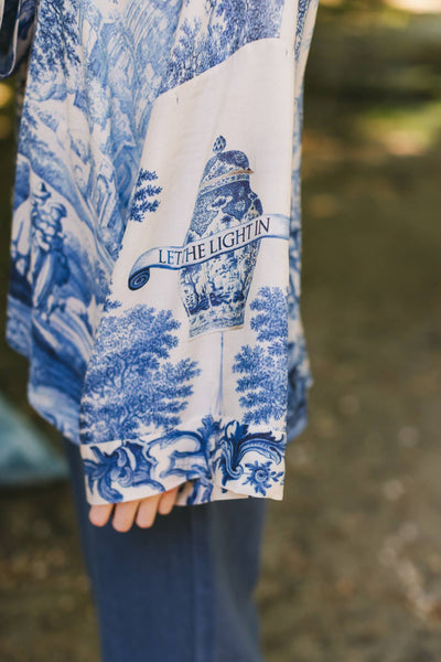 LET THE LIGHT IN DUSTER CROPPED KIMONO - BLUE - ONE SIZE - Salty Lime Boutique