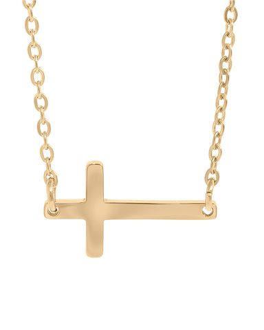 HORIZONTAL CROSS NECKLACE - GOLD 19 MM