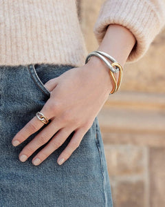 INTERLOK CURVE TWO-TONE HINGE BRACELET- BRIGHTON