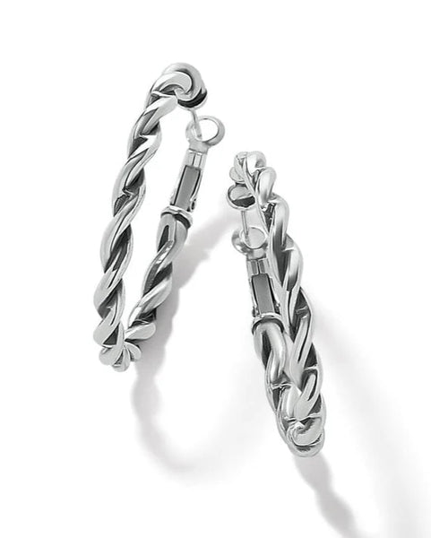 INTERLOK TWIST OVAL LEVERBACK HOOP EARRINGS- BRIGHTON