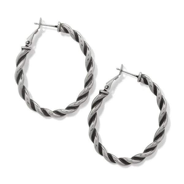 INTERLOK TWIST OVAL LEVERBACK HOOP EARRINGS- BRIGHTON