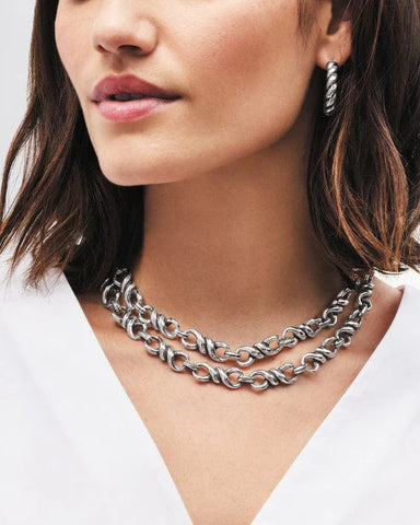 INTERLOK TWIST OVAL LEVERBACK HOOP EARRINGS- BRIGHTON