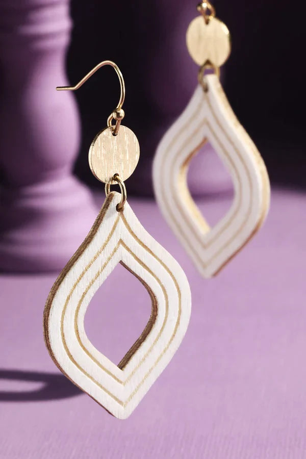 I AM WOMAN WOODEN MARQUISE EARRINGS - 3 COLORS