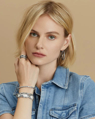PEBBLE LARGE HOOP EARRINGS- BRIGHTON