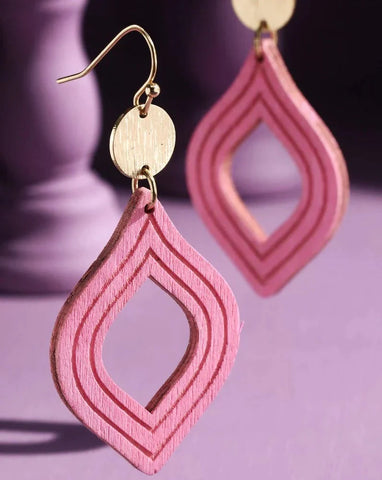 I AM WOMAN WOODEN MARQUISE EARRINGS - 3 COLORS