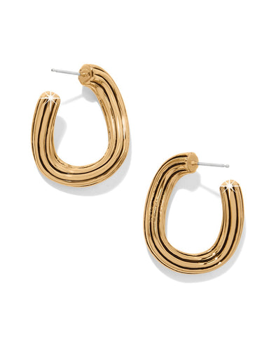 Gold hoop earrings on a white background