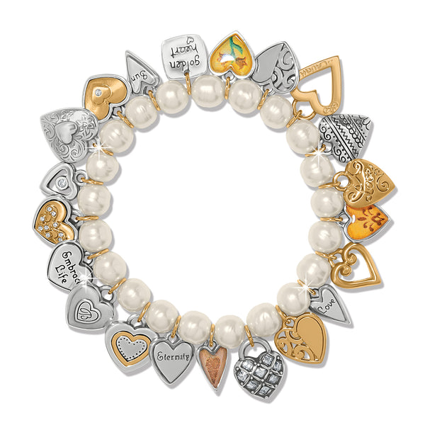 One Heart Pearl Stretch Bracelet - Brighton