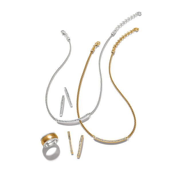 MERIDIAN GEO BAR NECKLACE SILVER -  BRIGHTON