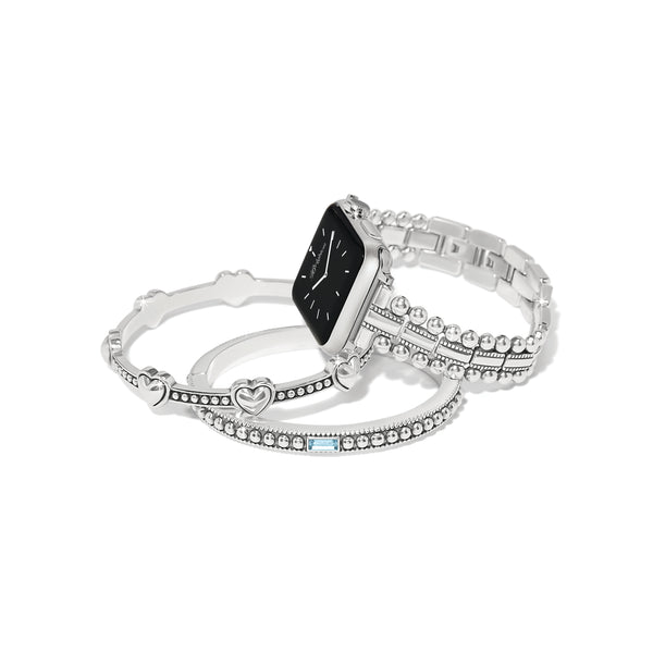 PRETTY TOUGH SILVER WATCH BAND - BLACK - BRIGHTON