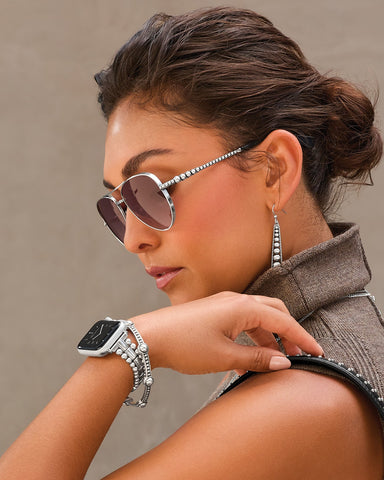 PRETTY TOUGH SILVER WATCH BAND - BLACK - BRIGHTON
