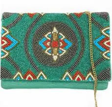 BOHO WESTERN BEADED CLUTCH- TURQUOISE