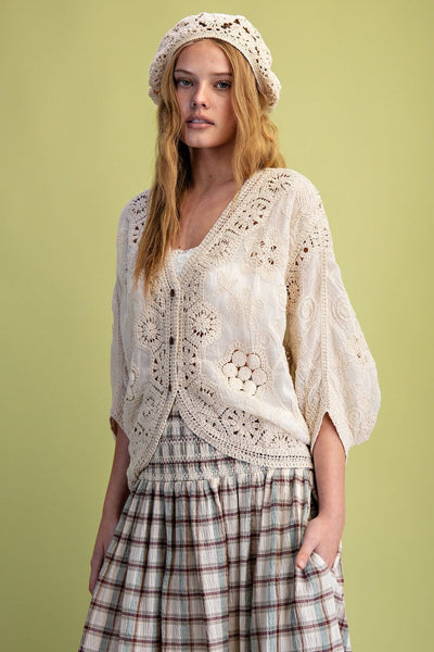 DOLMAN SLEEVE CROCHET TOP - Salty Lime Boutique