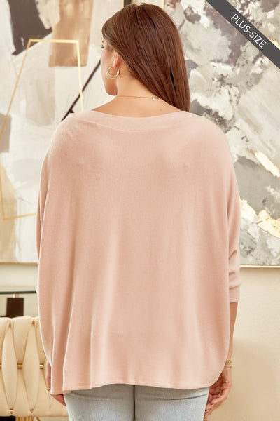 ABIGIAL KNIT TOP - BLUSH - CURVY