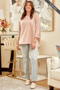 ABIGIAL KNIT TOP - BLUSH - CURVY