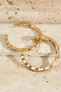 DELANEY TEXTURED HOOP EARRINGS - 2 COLORS - Salty Lime Boutique