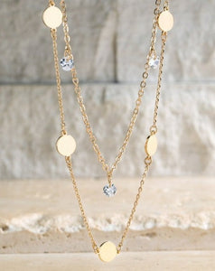 LAYERED CRYSTAL CHARM NECKLACE - Salty Lime Boutique