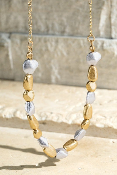 GOLD NUGGET BEADED NECKLACE - Salty Lime Boutique