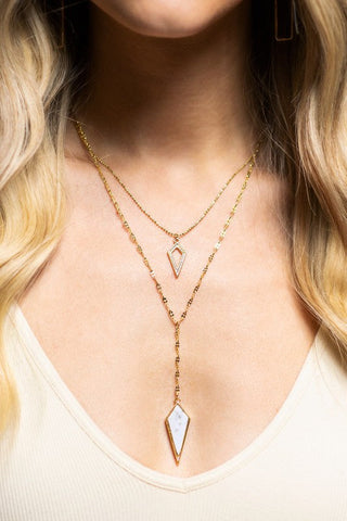 DARCY SEMI PRECIOUS STONE DIAMOND LAYERED NECKLACE