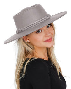 FLORA WIDE BRIM BOLERO FELT HAT - GRAY - Salty Lime Boutique