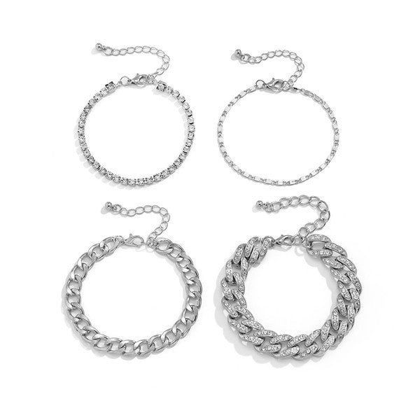 SILVER STACKING CHAIN LINK BRACELET SET - Salty Lime Boutique