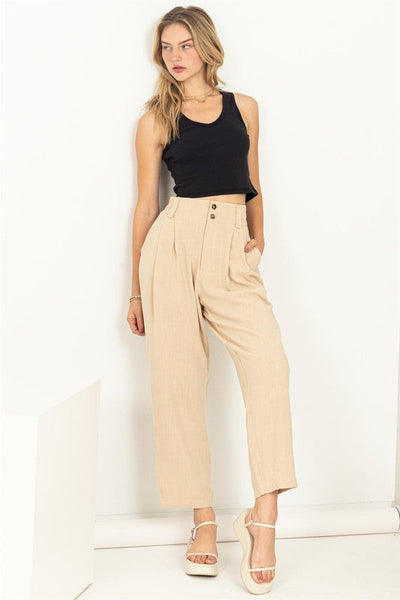 TAKE A WALK HIGH-WAISTED PANTS - CAFFE LATTE - Salty Lime Boutique