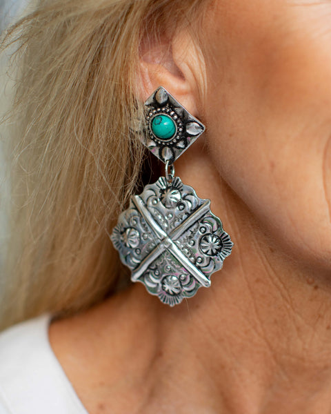 SHOW YOU OFF CONCHO EARRINGS - 2 COLORS - Salty Lime Boutique