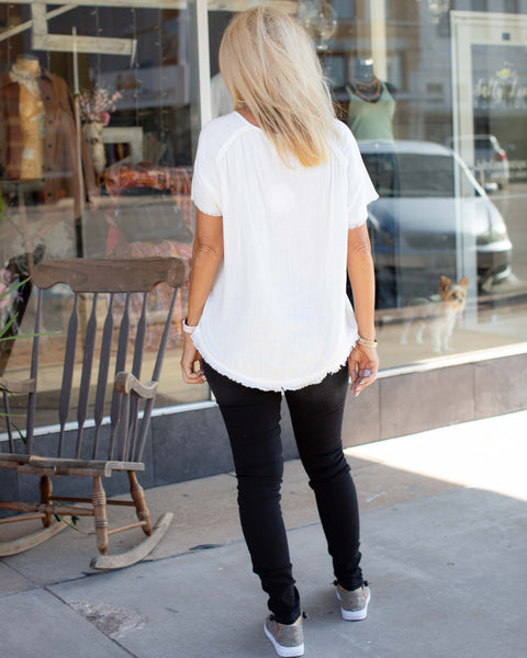 NEVER ENOUGH LINEN TOP - OFF WHITE - Salty Lime Boutique