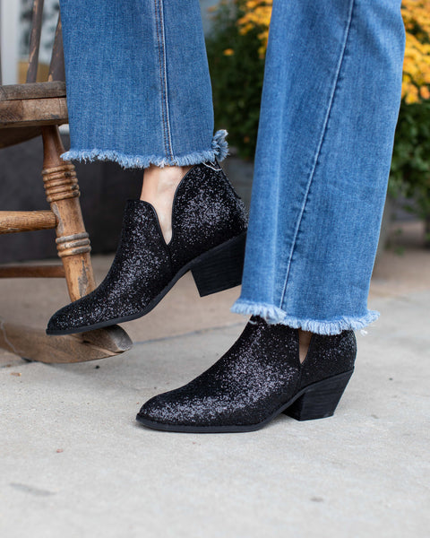 GLOW UP SPARKLY BOOT BY CORKY'S - BLACK