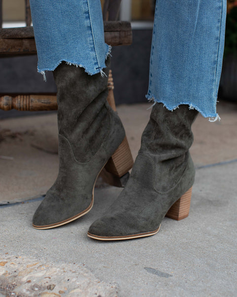 WICKED FAUX SUEDE BOOT BY CORKY'S - OLIVE