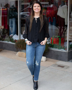 ALWAYS LOVE YOU LUNA BLOUSE TOP - BLACK