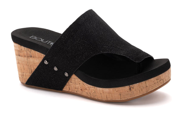 FLIRTY WEDGE BLACK SHIMMER BY CORKY'S
