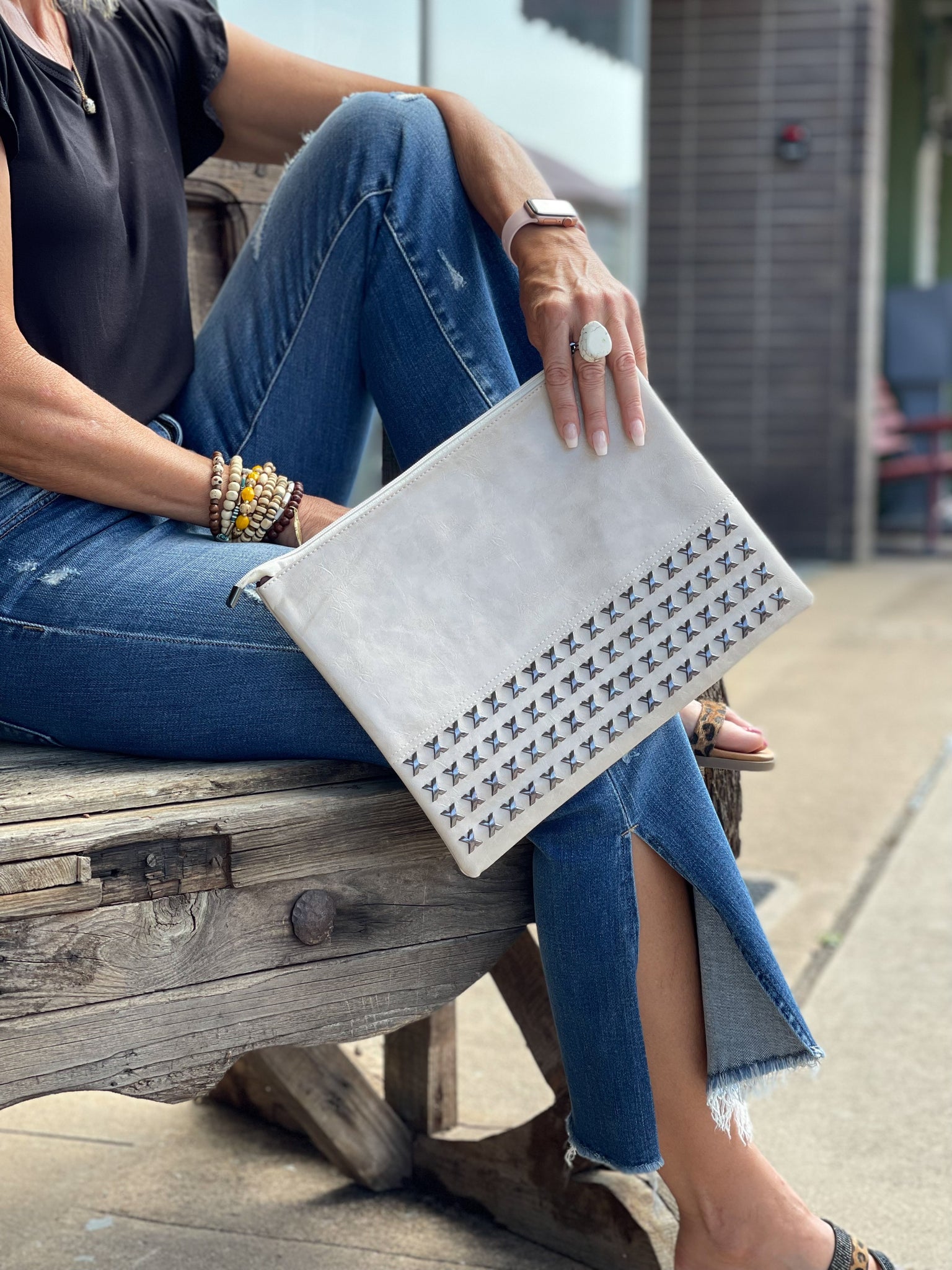 OVERSIZE CROSS STUDDED CLUTCH – Salty Lime Boutique